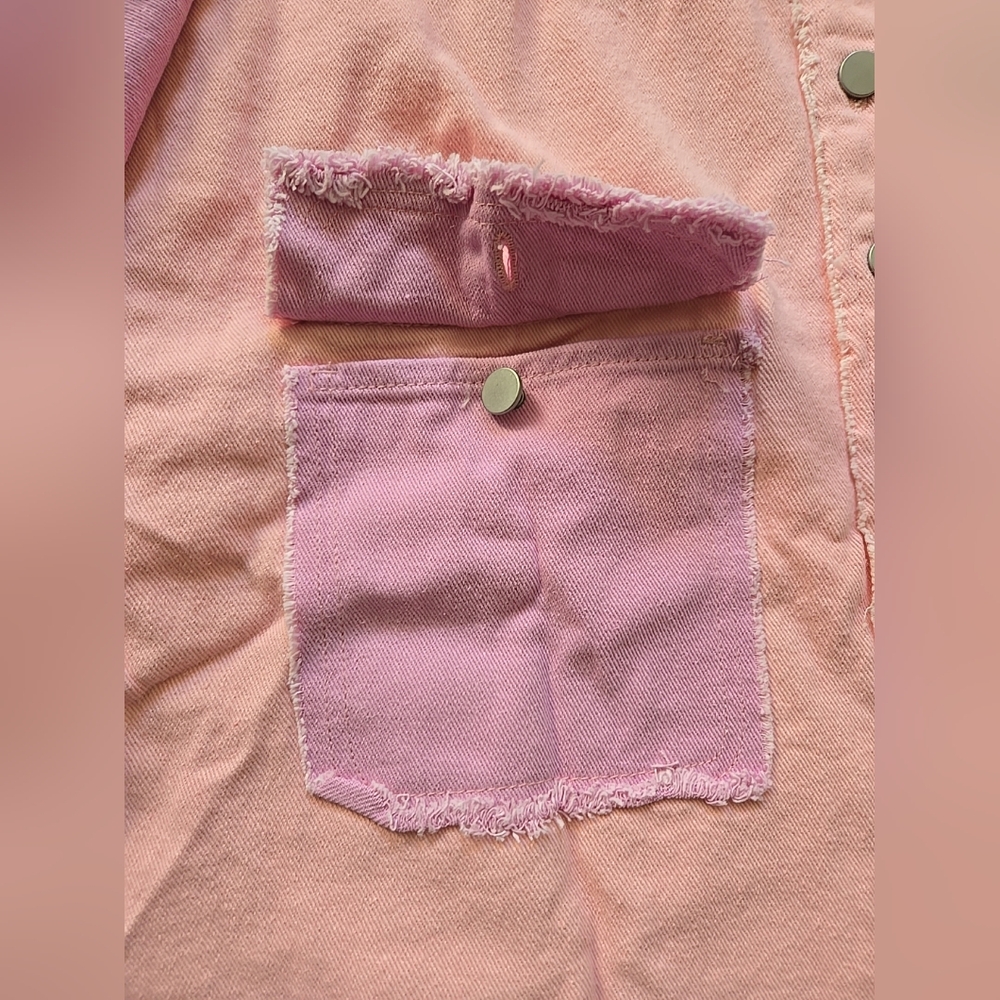 Small Oversized Patch Work Color Block Shacket - Picture 6 of 9